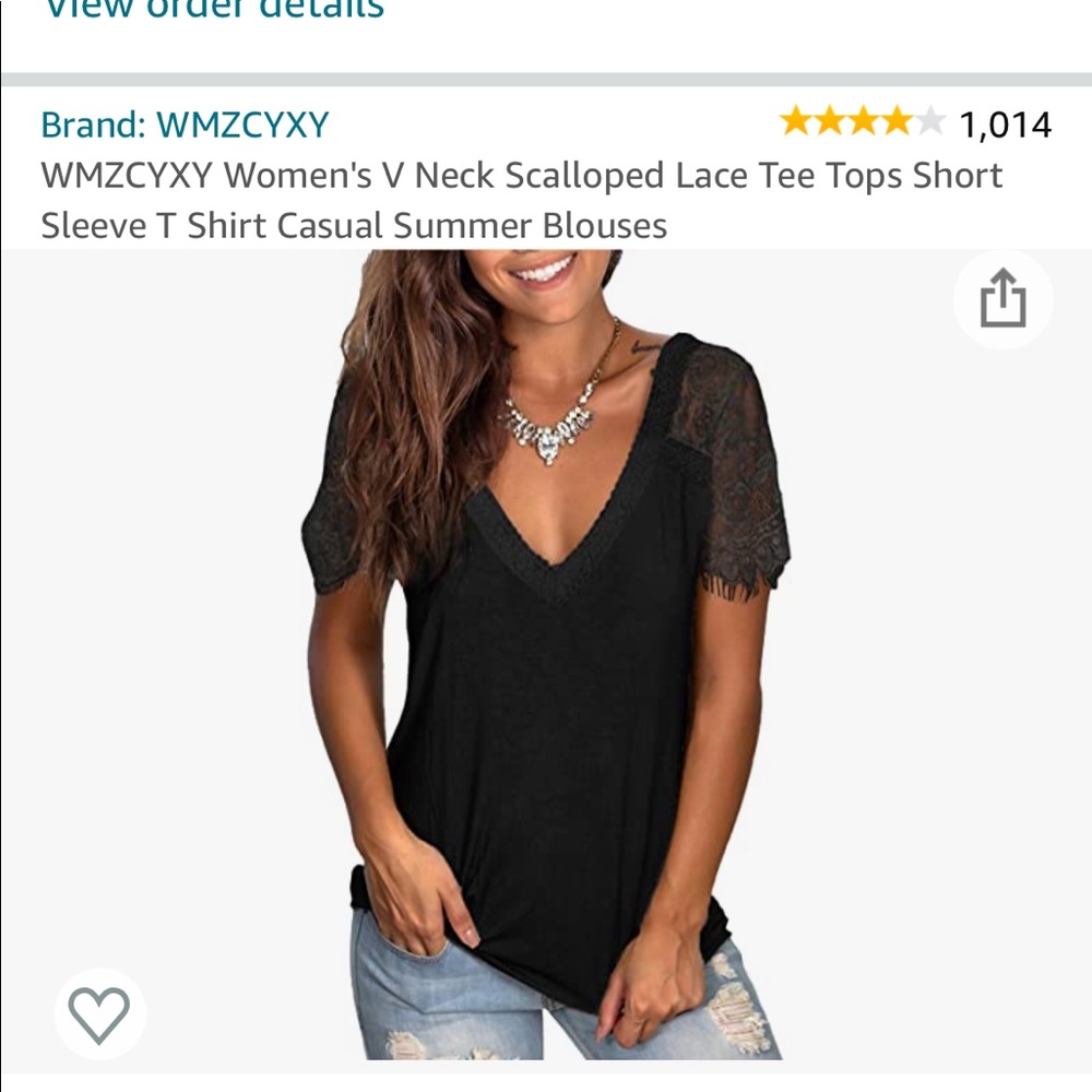2/$50 Brand new never worn only tried on black lace detail shirt. Ladies size LG